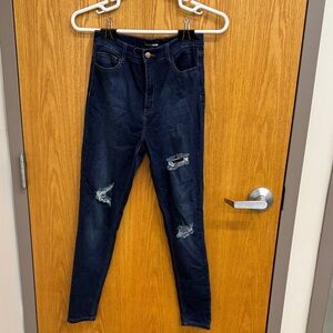 Fashion Nova Dark Blue High-Waisted‎ Jeans